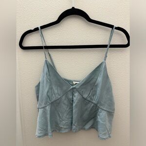 Pacsun LA Hearts Teal Cropped Top Open Front Button